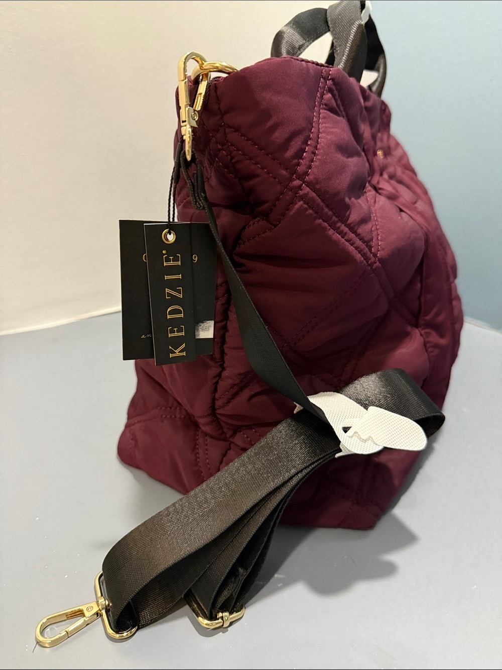 Kedzie Quilted Tote in Plum - Picture 4 of 6